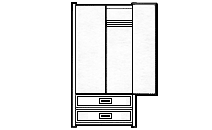 Woodcrest Double Door Wardrobe w\/2 Bottom Drawers, Interior Shelf & Clothes Rod, 36"W, 78"H